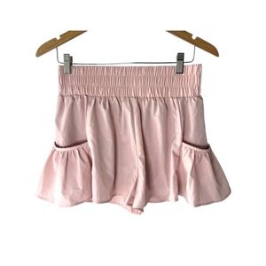 B Athletic Ruffle Skort Shorts Pink Smocked‎ Waist Large Womens Running Tennis